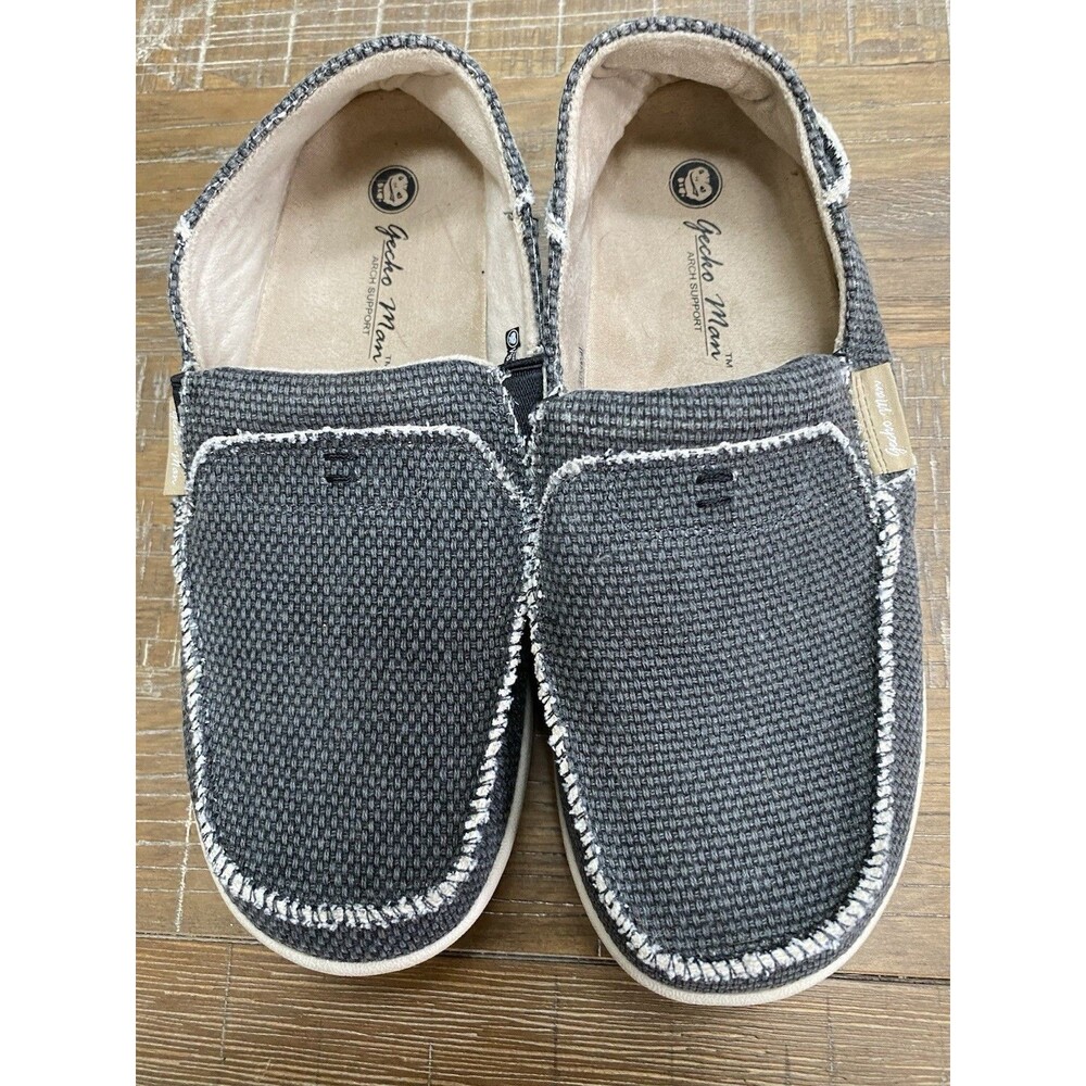 GeckoMan Women’s Canvas Loafers | Gray Slip-On Shoes Arch Support 8.5